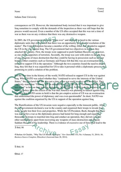The US Invasion in Iraq in March 2003