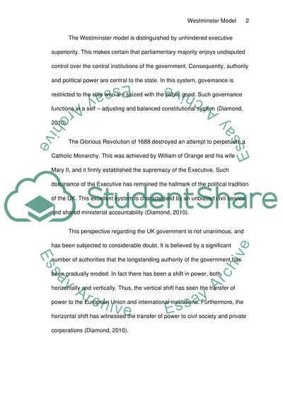 Westminster Model and the Government System in the UK