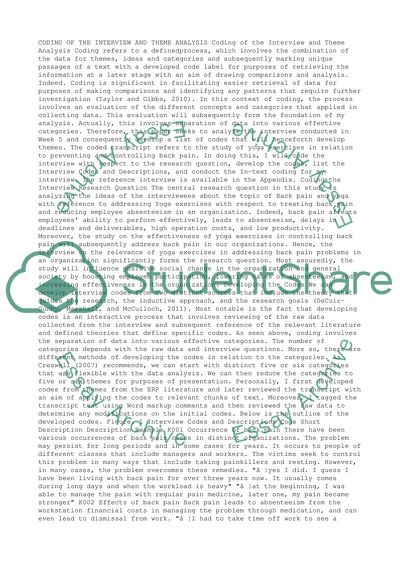 Coding of the interview and theme analysis