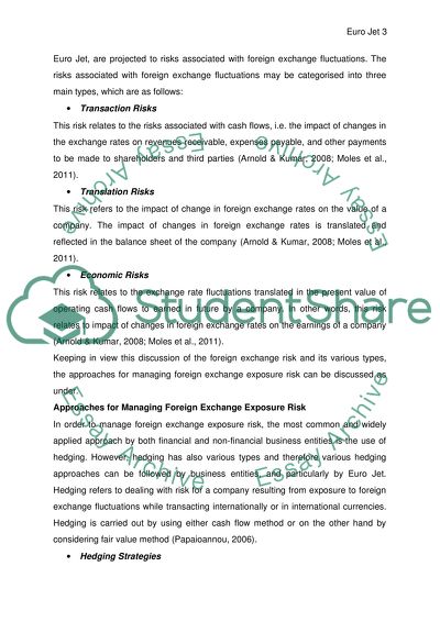 Foreign Exchange, Risk Management and Risks Related to Expansion and Growth: A Case of Euro Jet