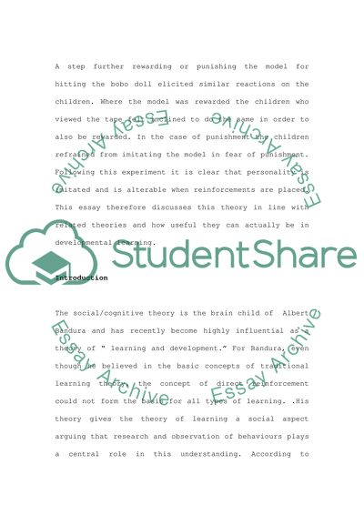 Social Cognitive Theory SelfEfficacy