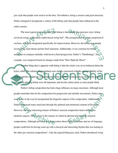 Charlie Bird Parker and the Development of Bebop Jazz