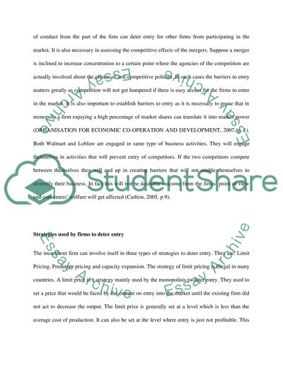 The importance of entry and to deter entry in case of firms in different market structures