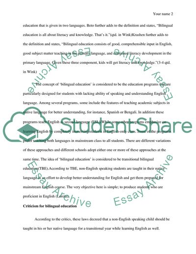 Bilingual Education and Debate