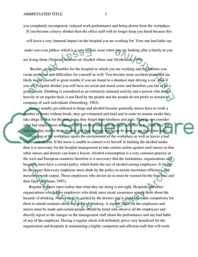 Implications of Consuming Alcohol While Working in a Safety-Sensitive Job in Nursing