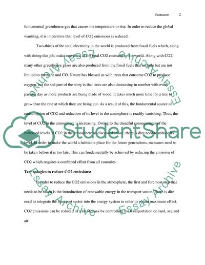 Reduction of carbon dioxide emissions