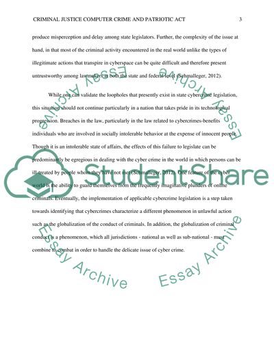 Criminal justice computer crime and patriot act