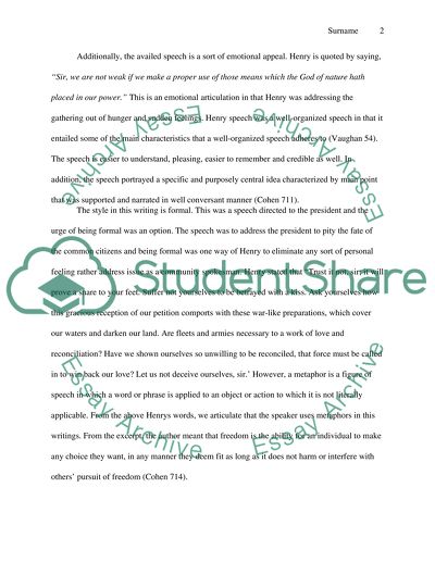 Give Me Liberty or Give Me Death by Henry Patrick