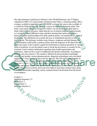 Critq. of 2 current medical dictionarys