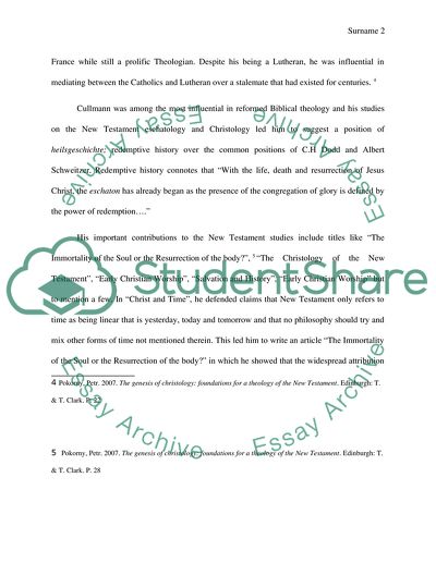 The Life and Contributions of Oscar Cullmann to the New Testament Studies