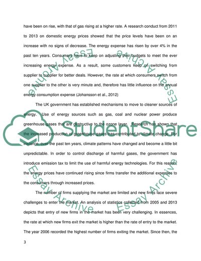 The Findings of the OFGEM Analysis with Regards to the UK Energy Market