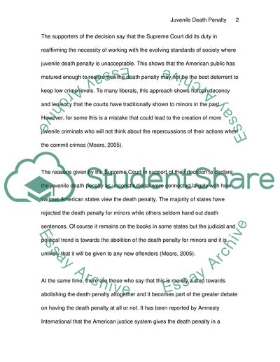 Juvenile Death Penalty