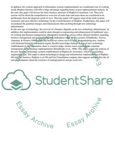 Information Management: Hopkins Business New technology Infrastructure Implementation