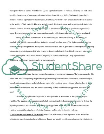 The Causal Relationship Between Alcohol Abuse and Violence