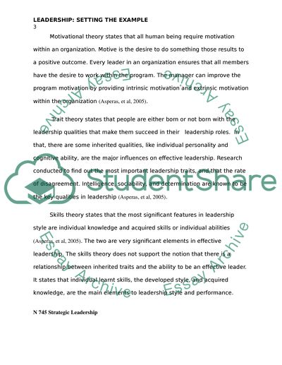 Leadership: Setting the example