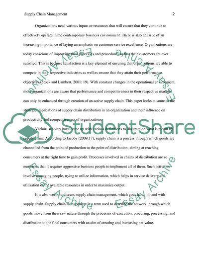 Strategic Implications of Supply Chain Management