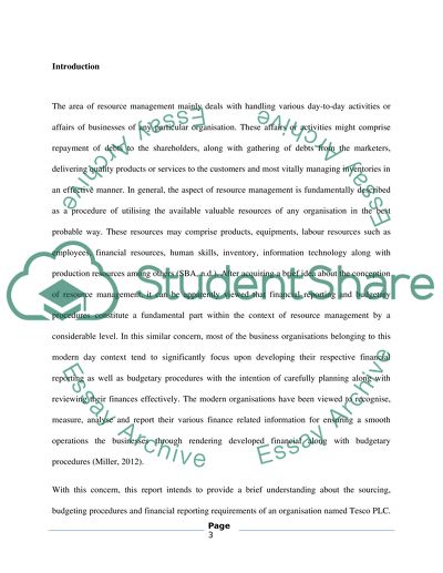 Resource Management. Tesco PLC
