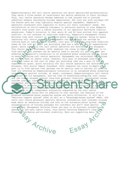 Social Impact Statement about Edgewires Automated Phone System