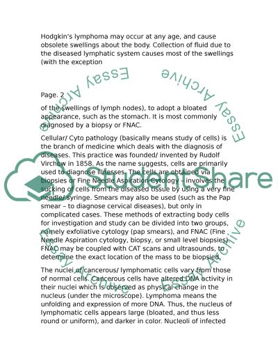The role of cellular pathology in the investigation of lymphoma
