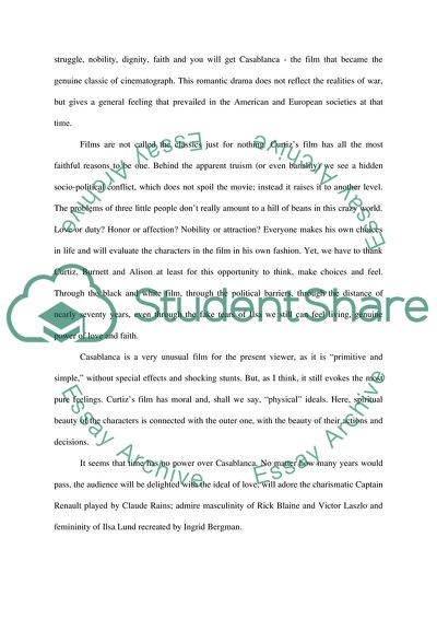 Critical review for movie Casablanca