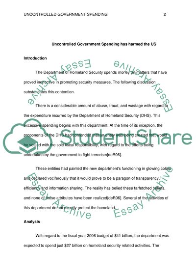 Uncontrolled Government Spending Has Harmed the US