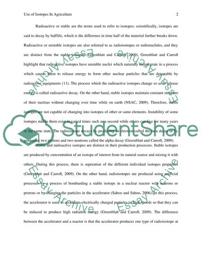 The use of isotopes in agriculture