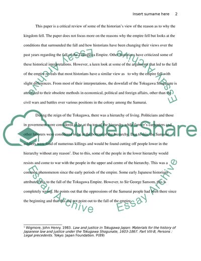 The Downfall of the Tokugawa Shogunate