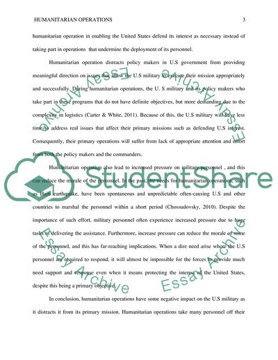 Humanitarian Operations of the United States Military