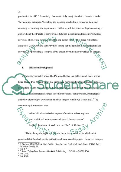 The Purloined Letter in Edgar Allan Poe Tales