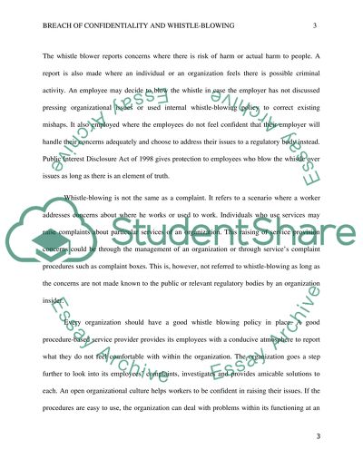 Breach of Confidentiality and Whistle-blowing