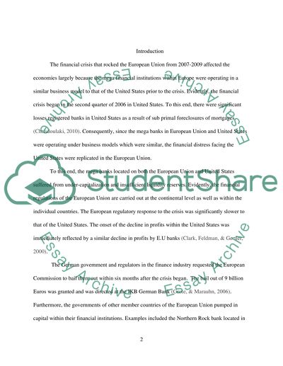 Reactions to the Financial Crisis Including the Changes to the EU Regulatory Process