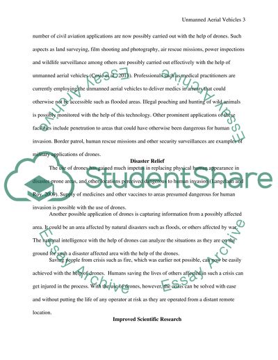 Application of Unmanned Aerial Vehicles