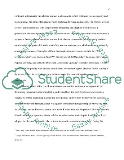 Transition from Military to a Democracy Rule in South Korea