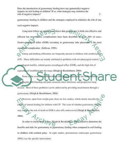 The Negative Impacts of Gastrostomy Feeding on Oral Feeding in Children