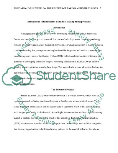 Education of Patients on the Benefits of Taking Antidepressants