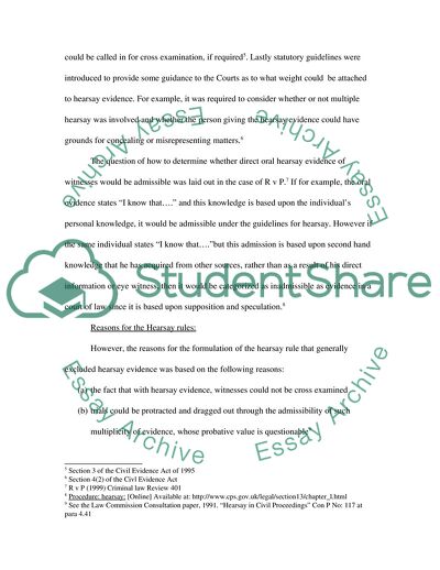 The General Reasons for the Hearsay Rule