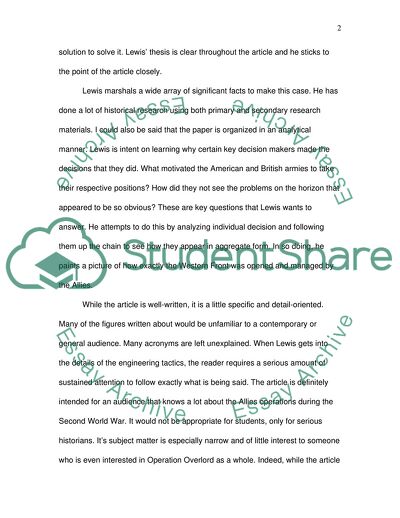 Analysis of Operation Overlord