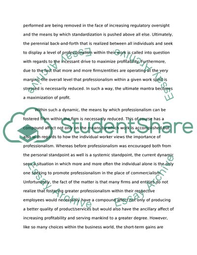 Professionalism vs Commercialism