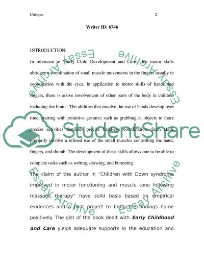 Massage Therapy for Children with Down Syndrome