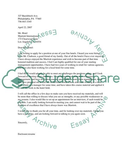 Cover Letter (English class