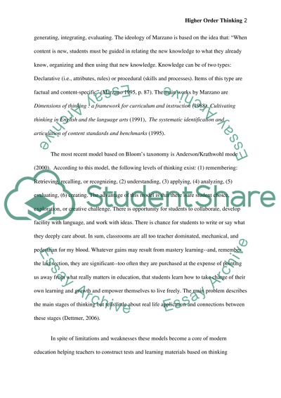 Higher Order Thinking