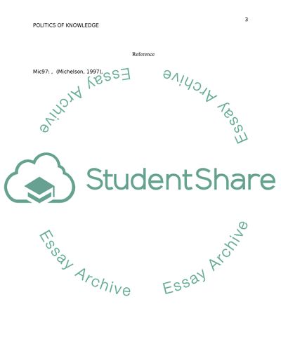 Politics of Knowledge