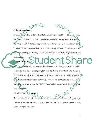The Advantage and Disadvantages of the RFID Technology from the Consumer Perception