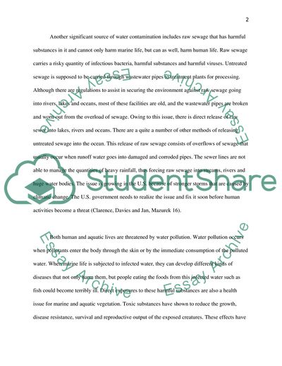 Effects of Pollution of Water