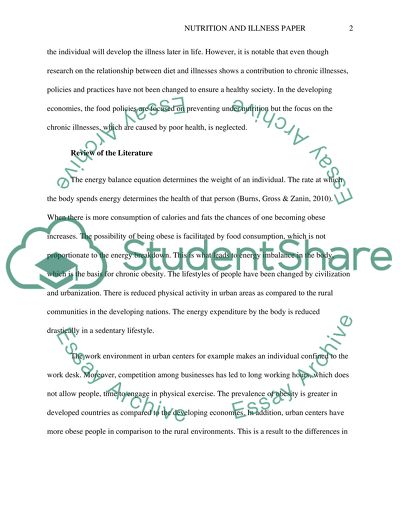 Nutrition and Illness