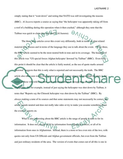 News Article on Helicopter Deaths in Afghanistan War