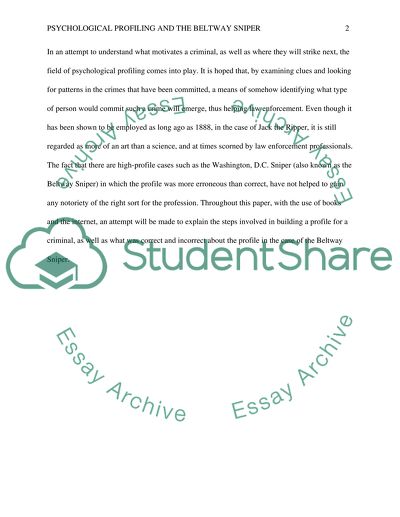 Psychological Profiling and the Beltway Sniper