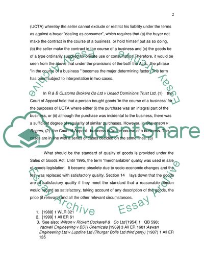 The Application of the Sales of Goods Act