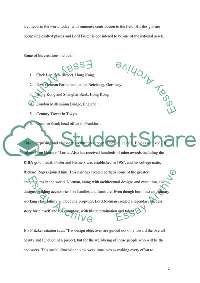 Life, work and influence of Lord Norman Forster