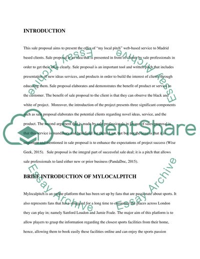 My Local Pitch: Sales Strategy